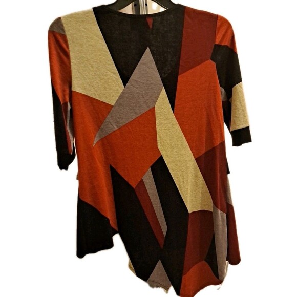 Joseph Ribkoff Geometric Knit Tunic Top Women's Sz 10 Asymmetrical Artsy Retro - Picture 3 of 9